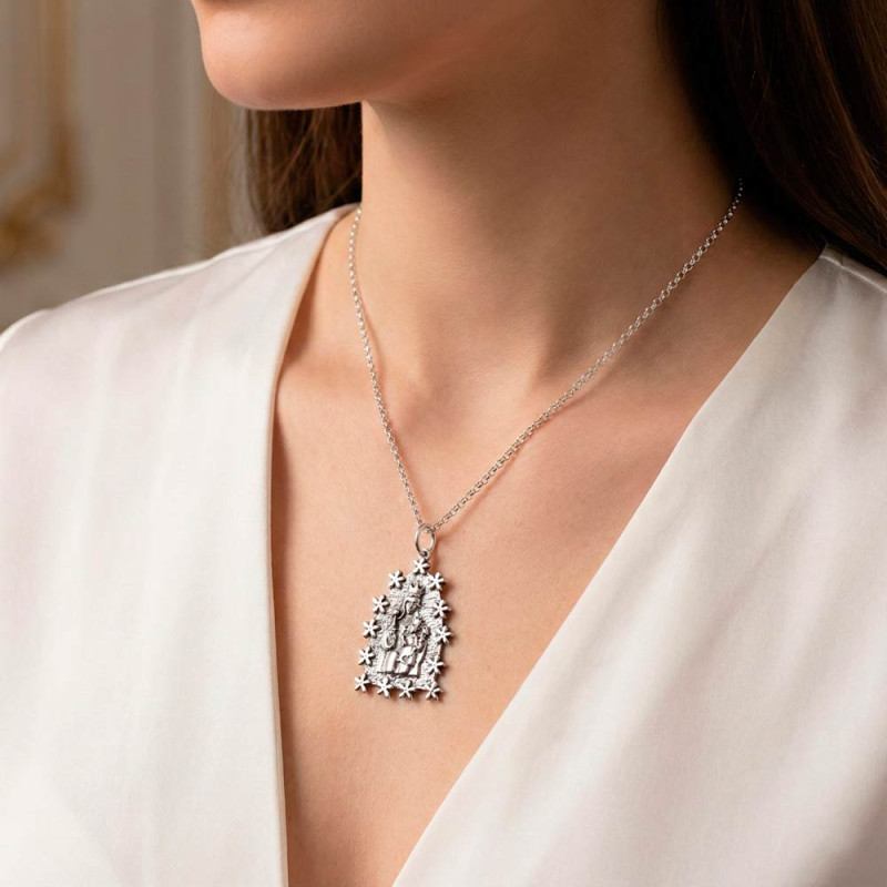 Silver Our Lady of Victory Medal Pendant