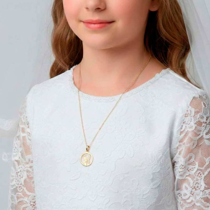 Colgante virgen rezando oro