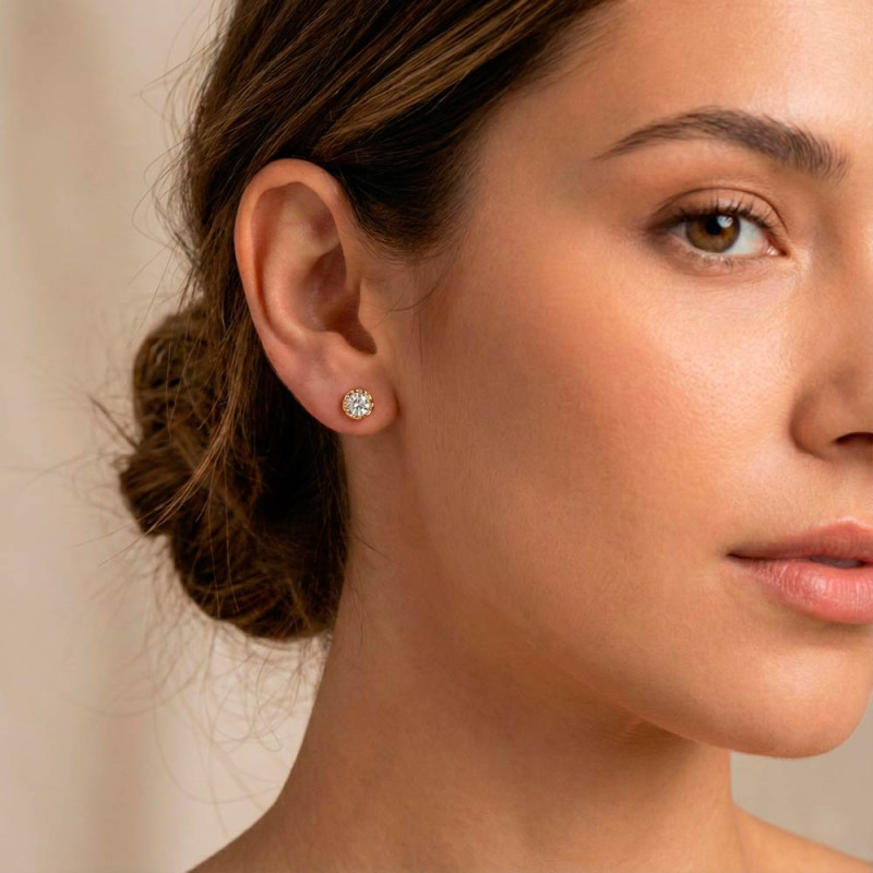 Pendientes de mujer de diamantes y oro de ley