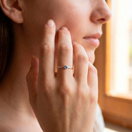 Anillo aguamarina midi en plata