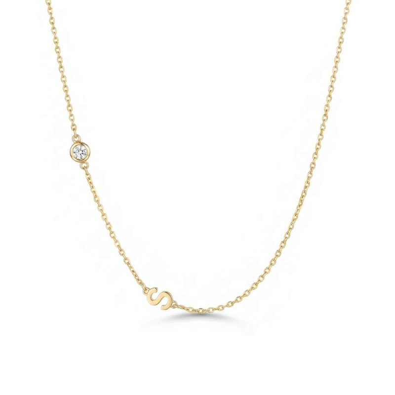Collar Inicial S con brillante en oro