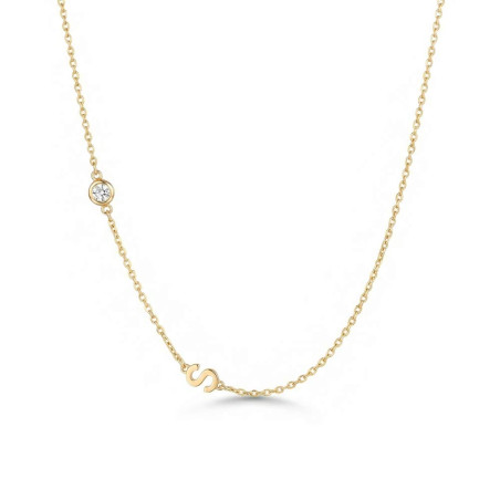 Gold Initial Necklace with Diamond
