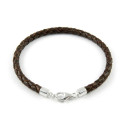 Pulsera Cuero Trenzado Cierre Plata