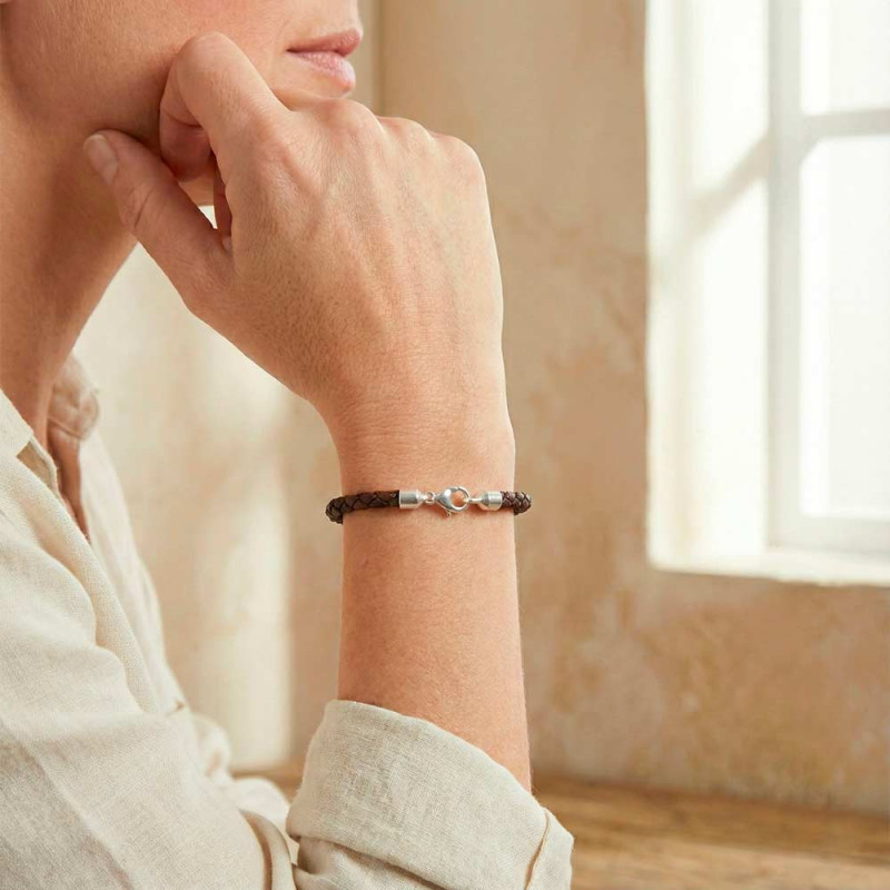 Pulsera cuero marrón chocolate mujer