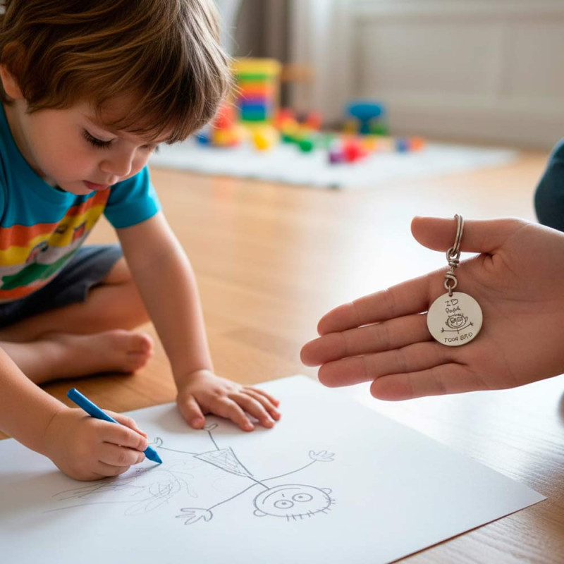 Engraved silver keychain