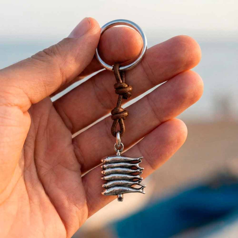 Malaga espeto keyring in sterling silver