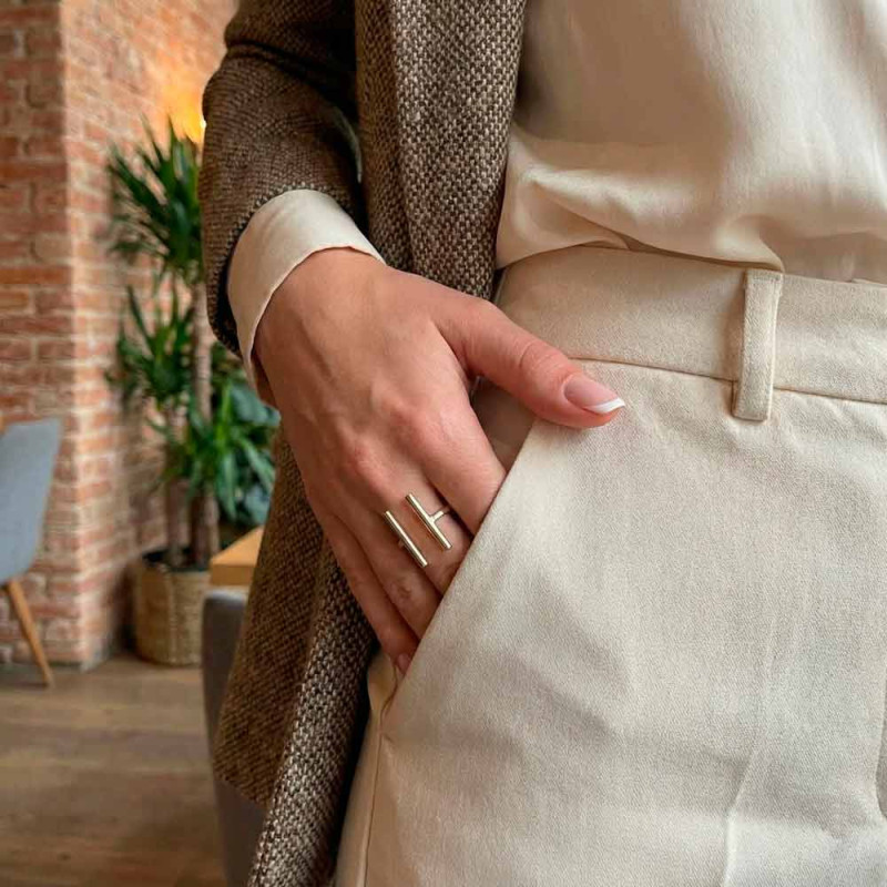 Anillo de plata con dos barras paralelas