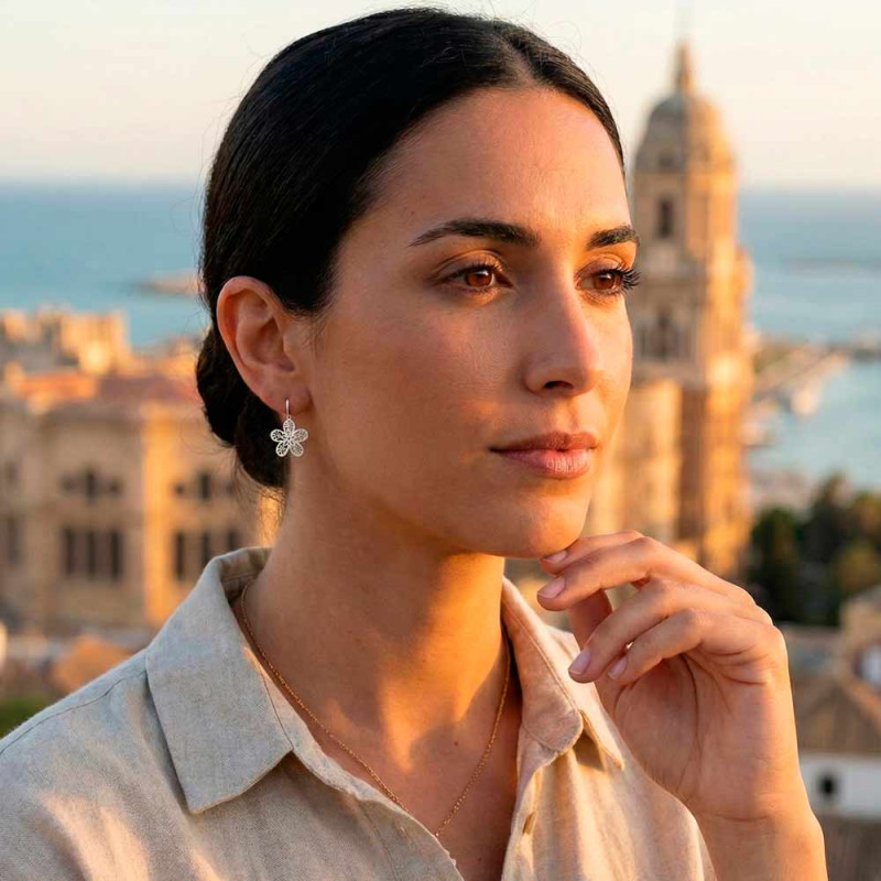 Pendientes jazmín Freya en plata