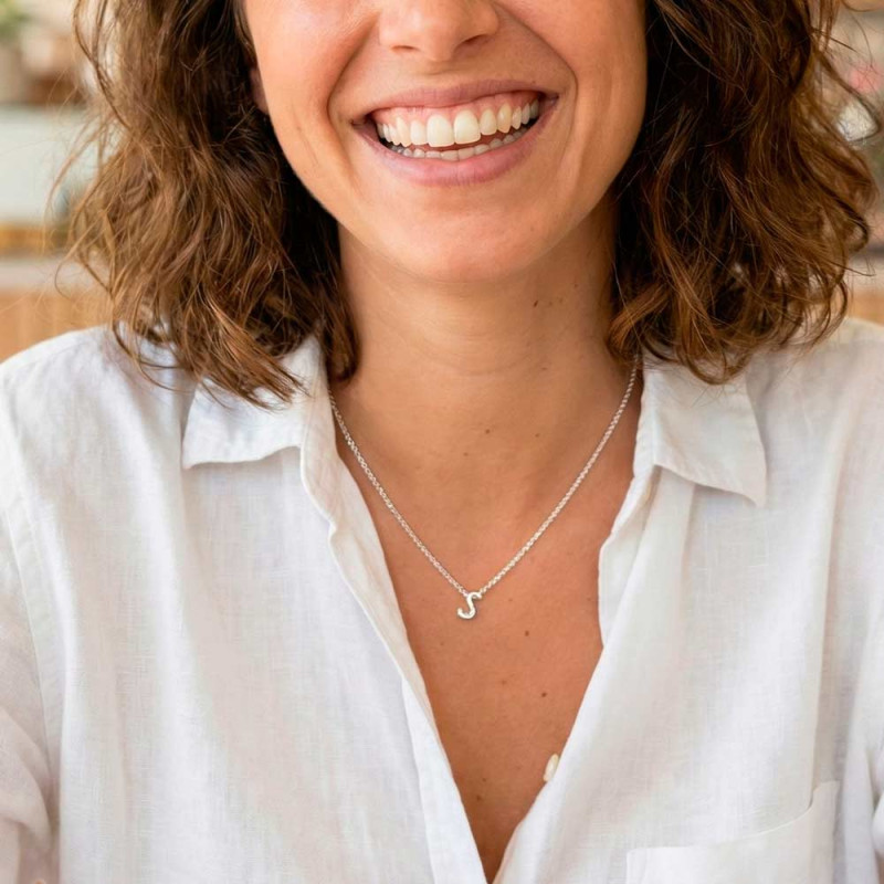 Silver initial necklace