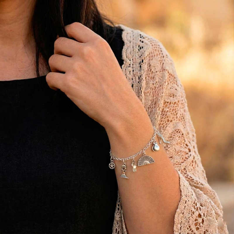 Pulsera flamenca Málaga en plata de ley