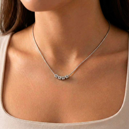 Personalized silver Mom necklace