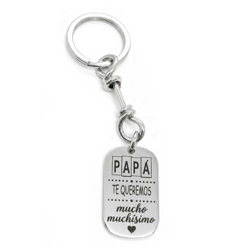 "Dad, we love you" keychain in silver