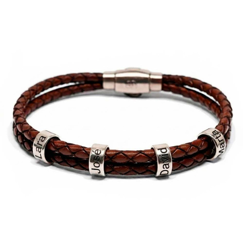 Pulsera hombre con cuatro nombres personalizados
