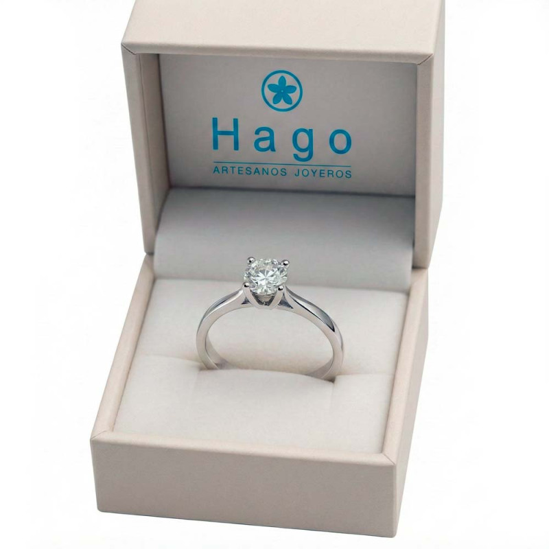 White gold and diamond engagement ring with luxury box