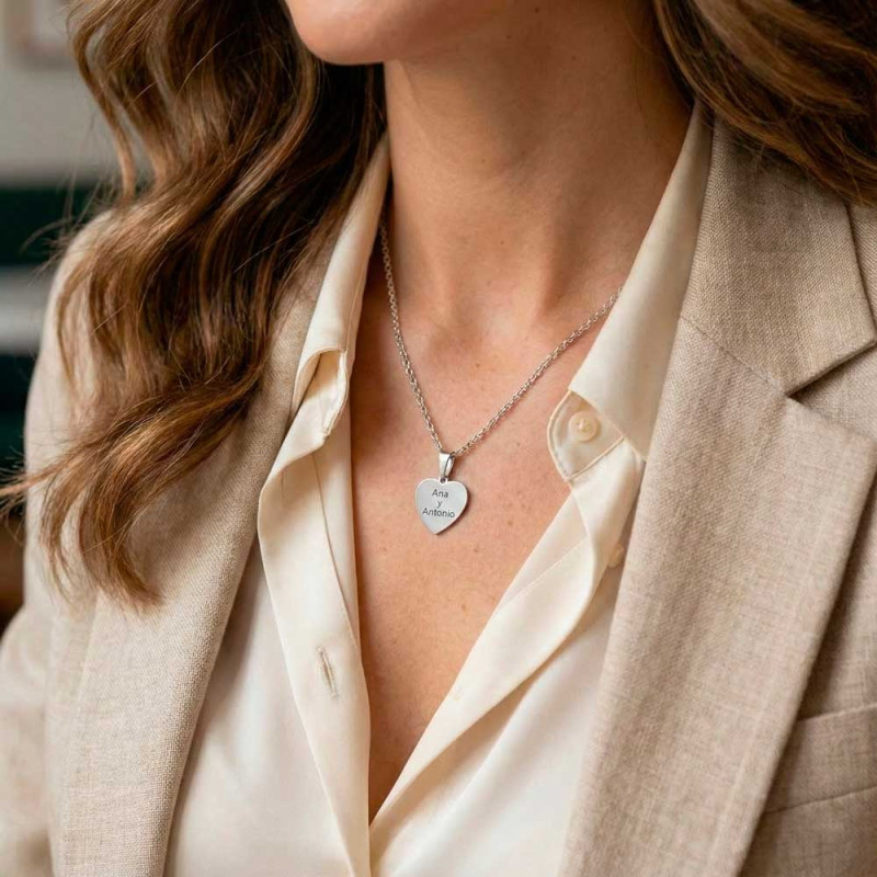 Personalized silver heart necklace