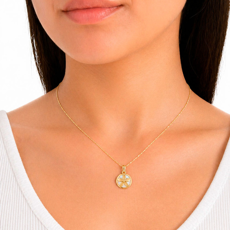 Colgante Jazmín Nácar de Oro 12mm | Joyería Hago