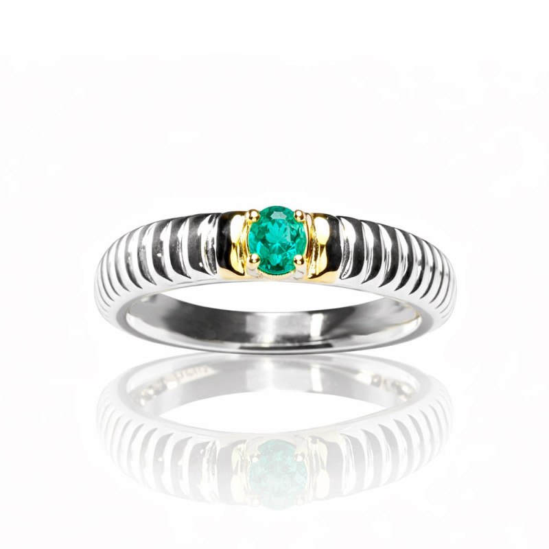 Anillo esmeralda oro y plata