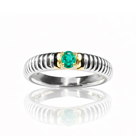Emerald Ring in Gold and Silver
