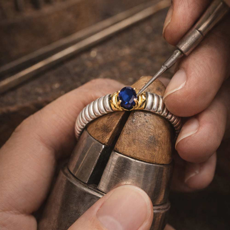 Anillo Esmeralda Gallones Plata Oro - Joyería Hago