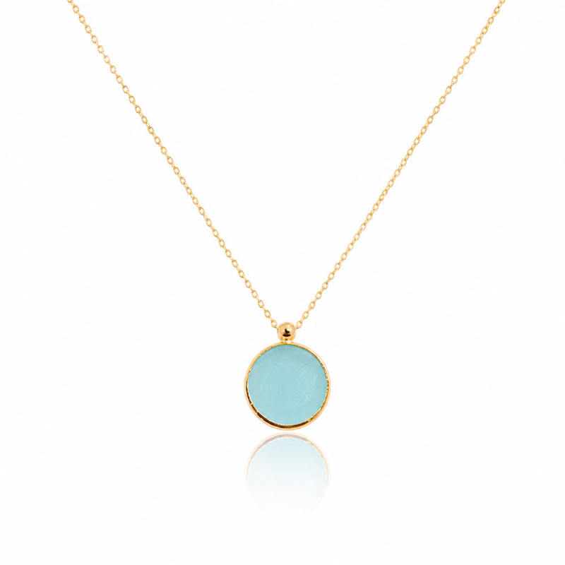 Gold Necklace with Blue Stone