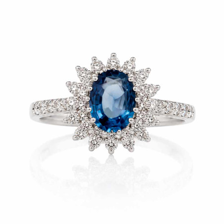 Diamond Ring with Double Sapphire Harm