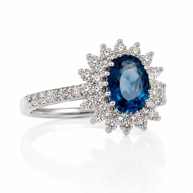 Anillo zafiro con diamantes