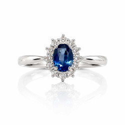 Anillo Zafiro con Orla de Diamantes