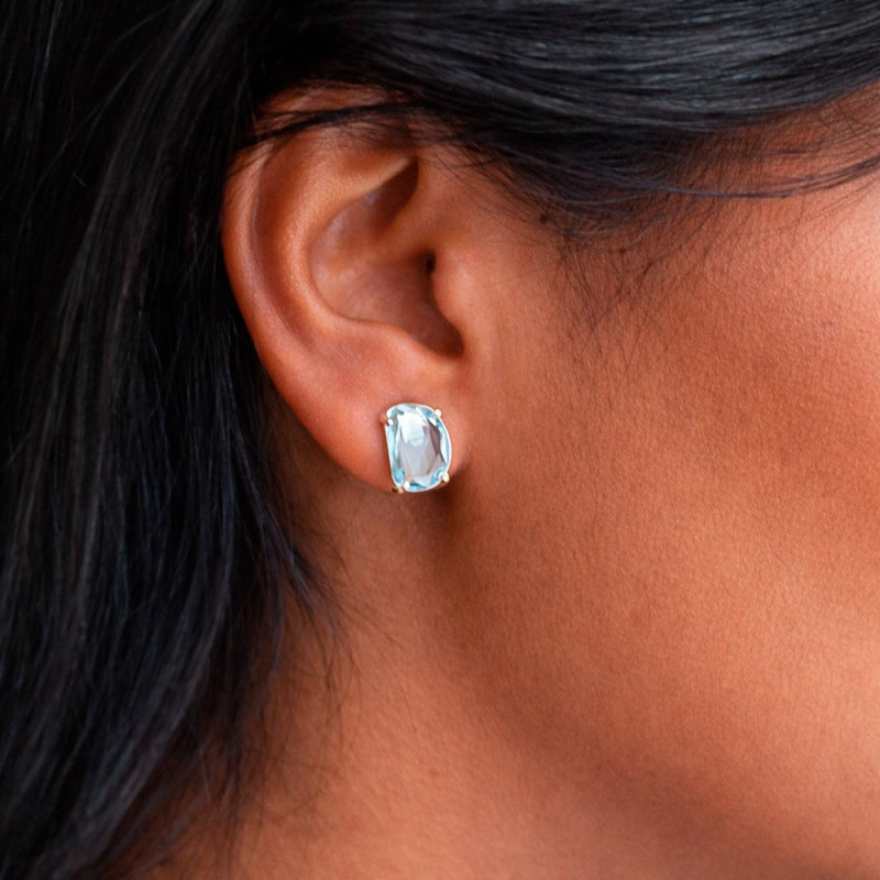 Pendientes aguamarina para mujer en plata