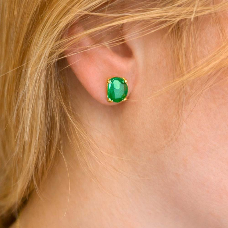 Pendientes esmeralda presión para mujer