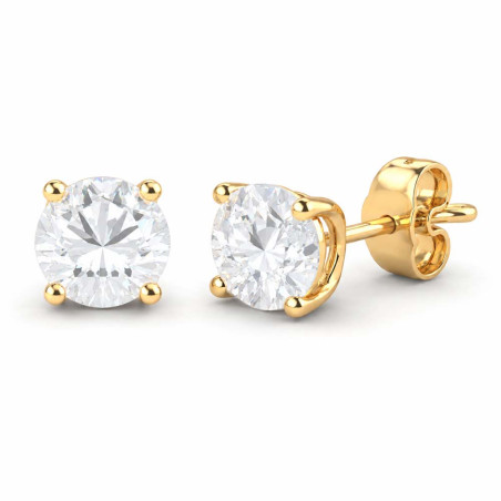 Pendientes de oro con circonita de 5mm cogidas por 4 garras