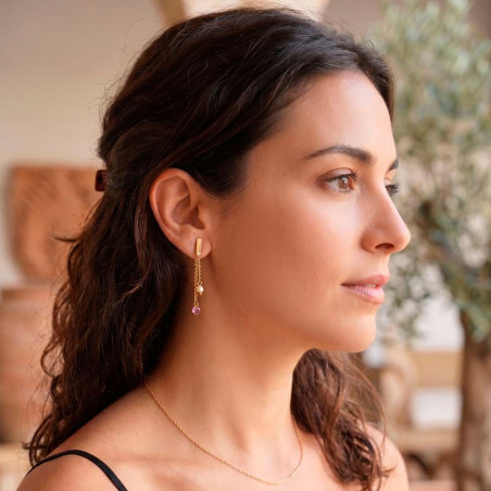 Long chain earrings for women with a pearl and stone