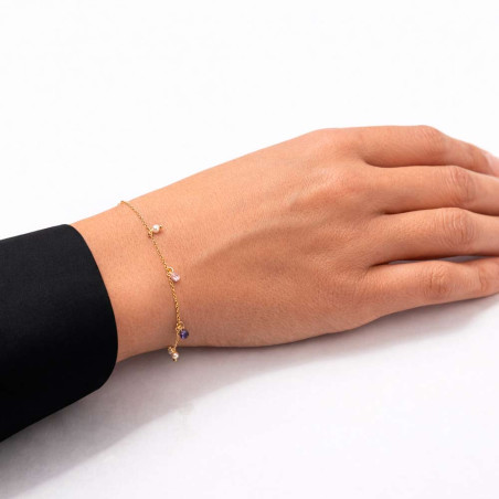 Chain bracelet with pearl and stone charms