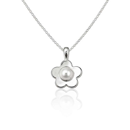 Collar jazmín de plata con perla botón