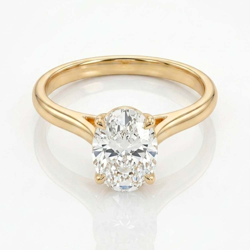 Solitude ring with diamond in yellow gold