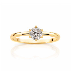 Anillo Solitario 6 Garras en Oro Amarillo