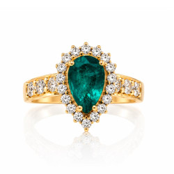 Anillo Esmeralda Colombiana en Oro Amarillo