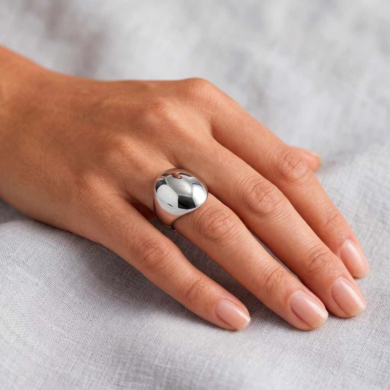 Anillo Sello Oval Plata 18mm | Joyería Hago