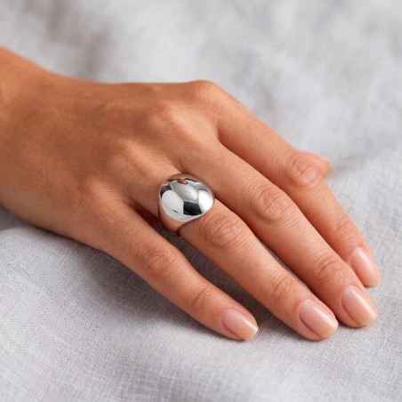 Silver ring with oval signet shape