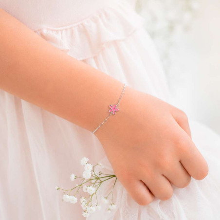 Pulsera jazmín esmalte en rosa y plata