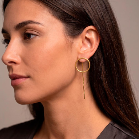 Long golden Saturn earrings