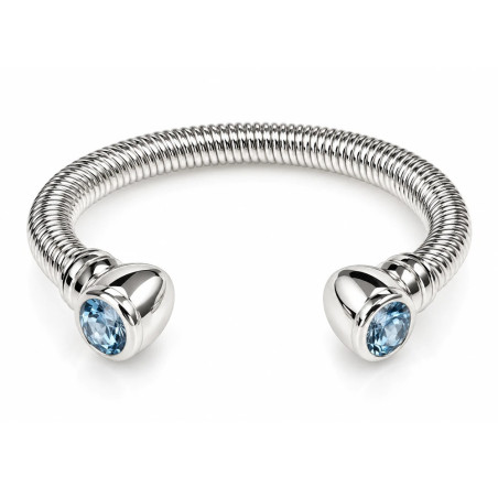 Pulsera tórculo de plata con piedras ovales aguamarina