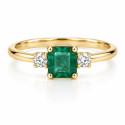 Square Emerald and Diamond Ring in Yellow Gold