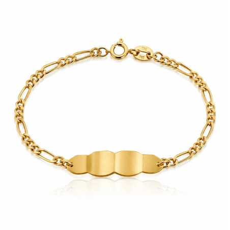 Esclava de oro para bebé con chapa nube lisa y cadena de eslabones