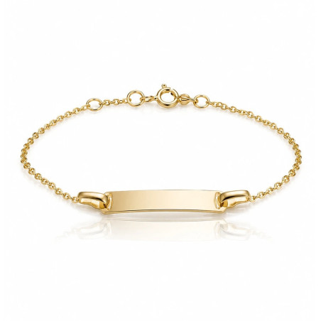 Esclava de oro para bebé con chapa rectangular lisa y cadena fina