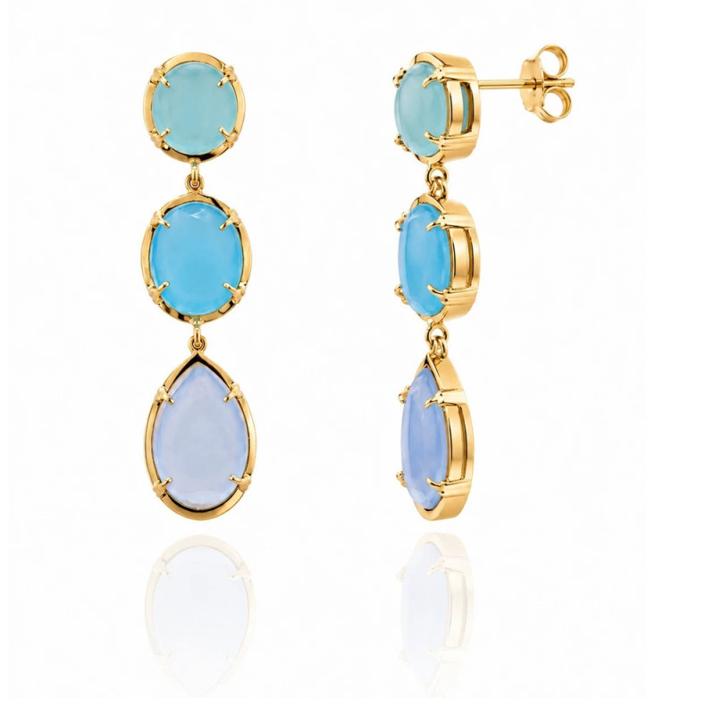 Brisa Azul gold earrings in profile with push back