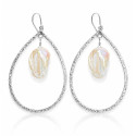 Silver Teardrop Hoop Baroque Pearl Earrings