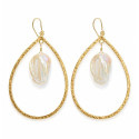 Gold-Plated Teardrop Hoop Baroque Pearl Earrings