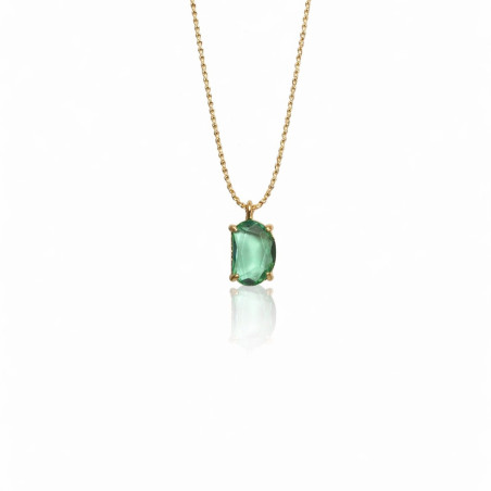 Gargantilla de plata dorada con piedra verde esmeralda
