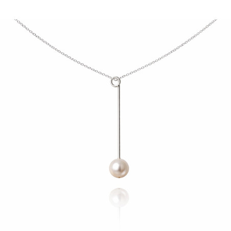 Silver Trazo necklace with pearl