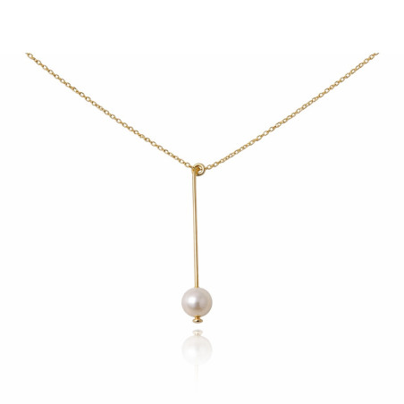 Gold-plated silver Trazo necklace with pearl
